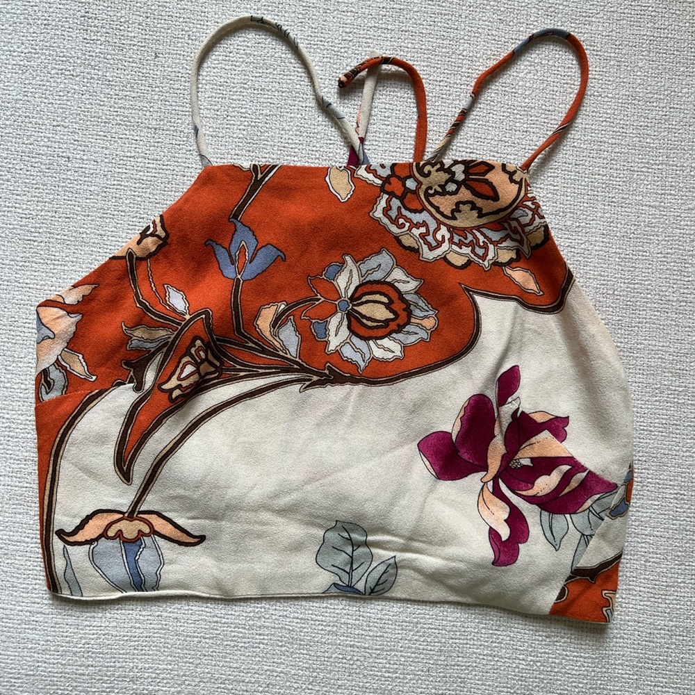Reformation Printed Cropped Halter Top